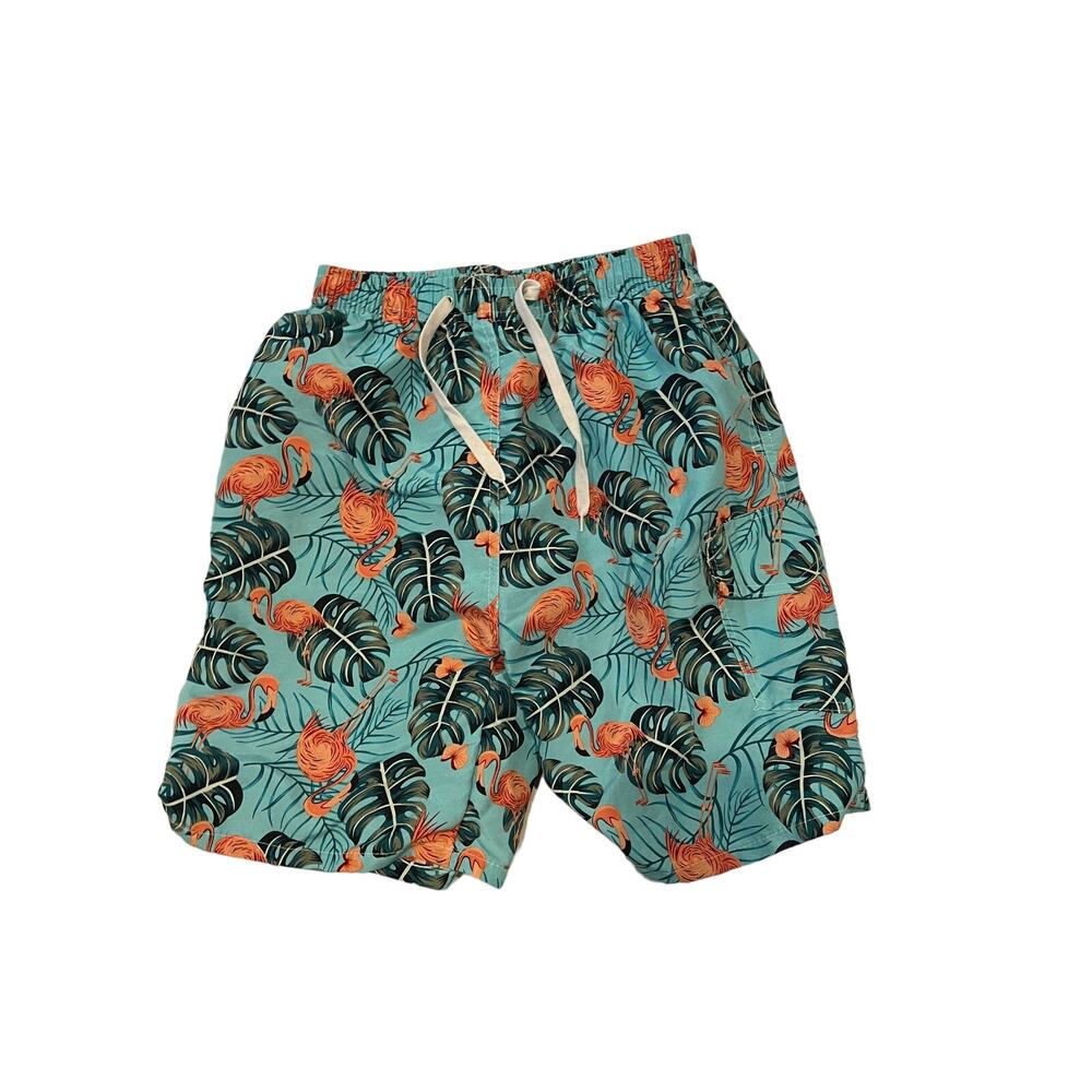 Sea Blue Pink Flamingo Swimshorts Mens M/L